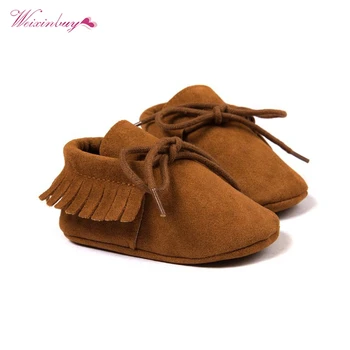 

WEIXINBUY Baby Shoes Infant Toddler Tassel Leather Moccasin Kids Boys Girls First walkers 0-18M