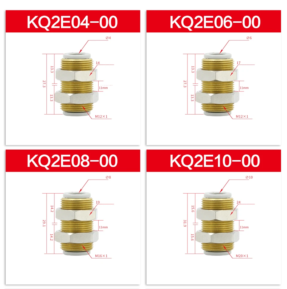 Пневматический соединитель KQ2E Хлопушка прямой-через воздуховод через панель SMC тип Быстрый штекер-в двухсторонний