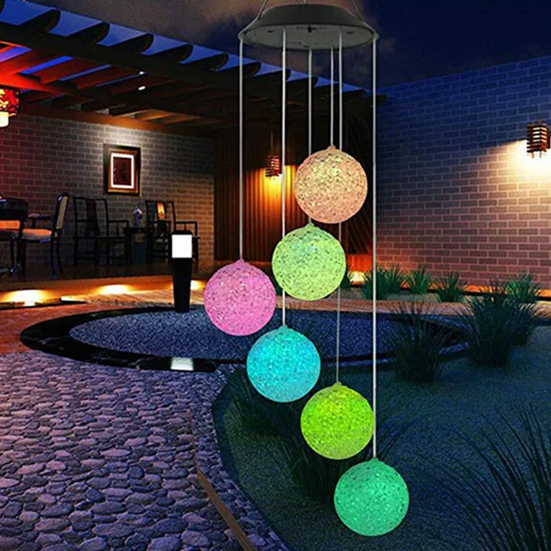 

New Solar Powered LED Wind Chime String Light Color Changing Hanging for Home Garden NE
