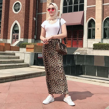 

Faldas Mujer Moda Leopardo 2019 Winter Abaya Muslim High Waist Leopard Maxi Pencil Long Skirt Jupe Longue Femme Skirts Womens