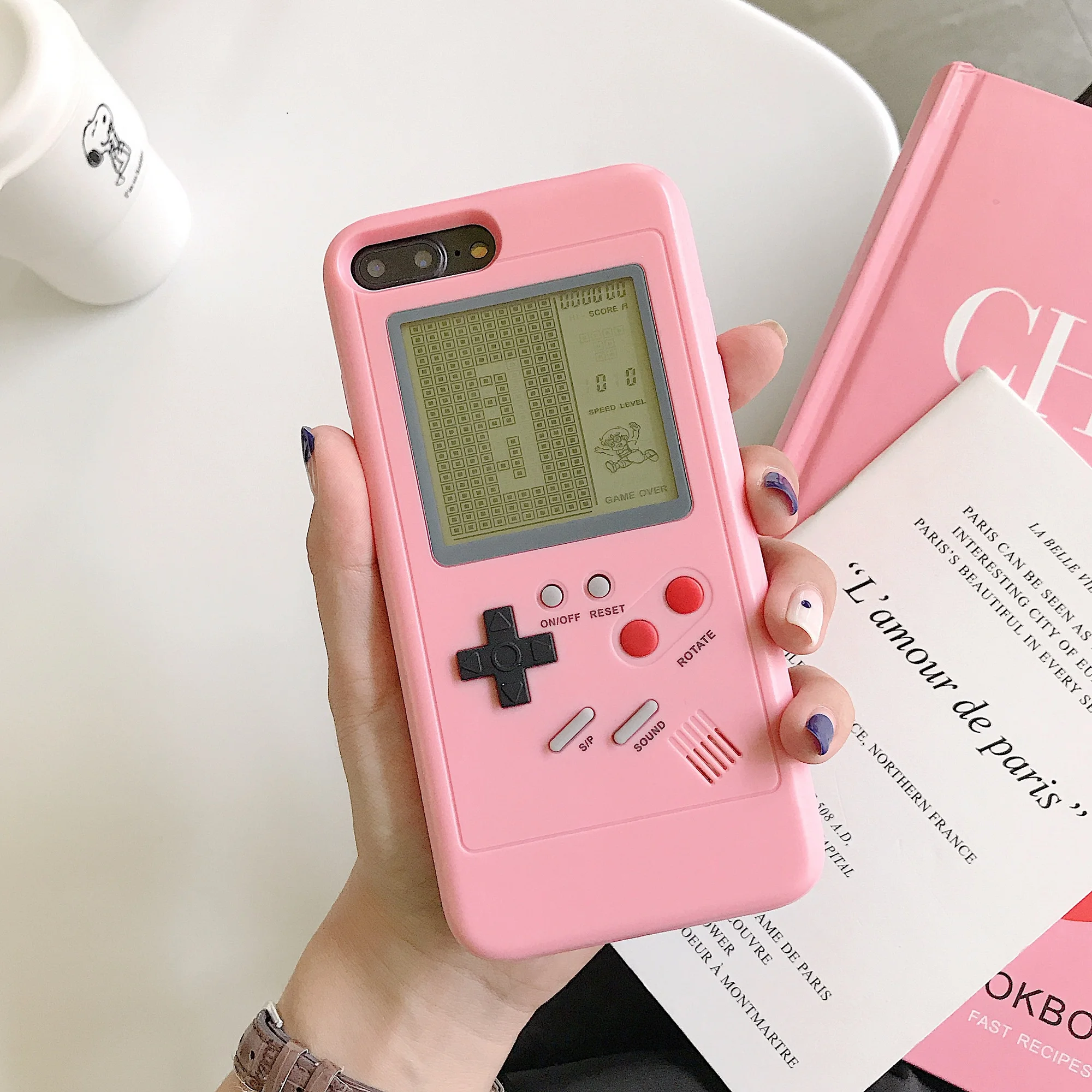 PINK Ретро чехол для телефона Tetris Gameboy для Apple iPhone 7 8 Plus, мягкий ТПУ чехол для телефона для iPhone X 6 6s 8 Plus, чехол - Цвет: PINK
