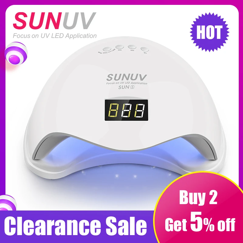 SUN5 УФ лампа 48W SUNUV SUN9c 24W Сушилка для ногтей Кнопка Таймер отверждения Жесткий гель