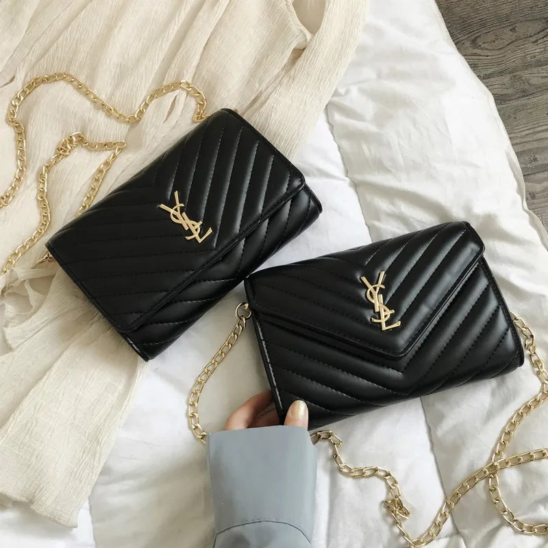 

New 2020 Ladies Fashion Luxury PU Chain Messenger Bag One Shoulder Small Square Bag