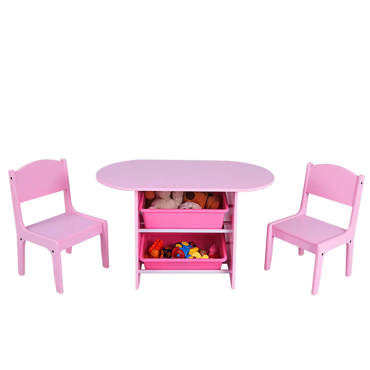 Kids Children Table and Chair Set Girls Storage Box Pink Bunting