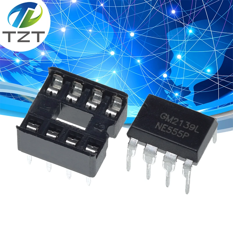 10pcs , (5 Each) Ne555 Ne555p Ic 555 Timer Programming Oscillator Chip & 8 Pin Dip Sockets