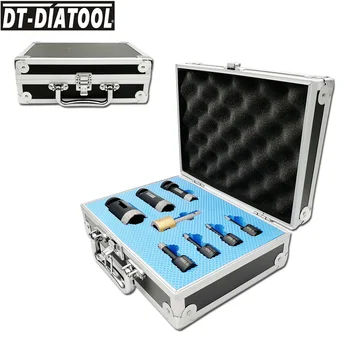 

DT-DIATOOL 1kit/8pcs Diamond Drill Core Bits Sets M14 connection Hole Saw Mixed size plus finger bits for Tile Porcelain Ceramic