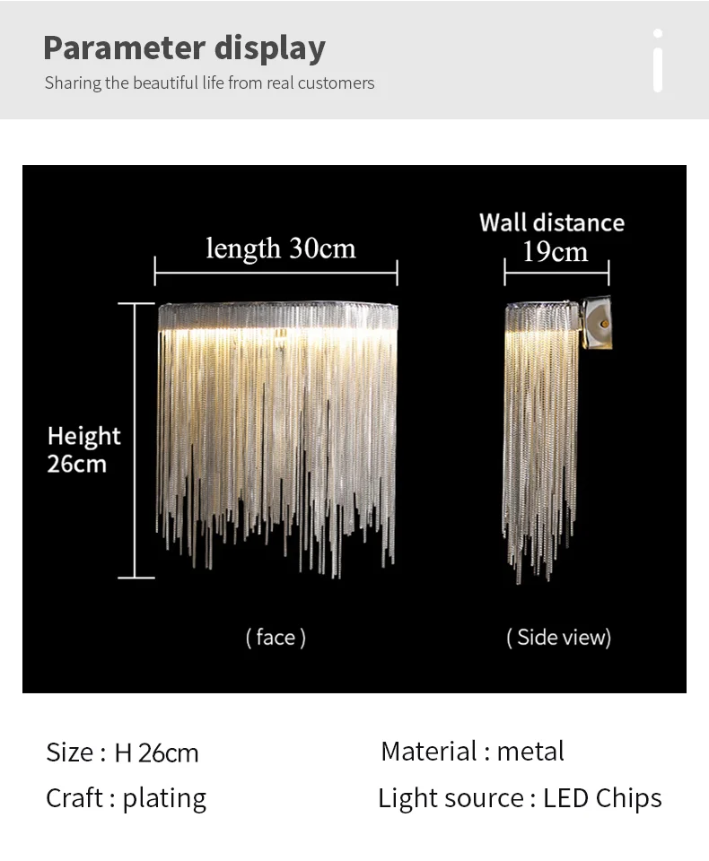 plug in wall lamp 2020 new modern light luxury wall lamp bedroom bedside lamp simple creative living room led silver tassel lamp bathroom wall light fixtures