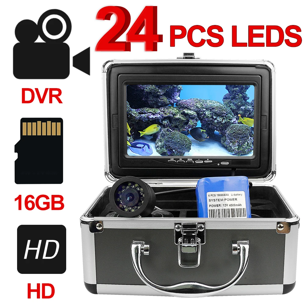 Erchang 15 м DVR камера для подводной рыбалки подледной HD 1280*720P экран с 12 шт.