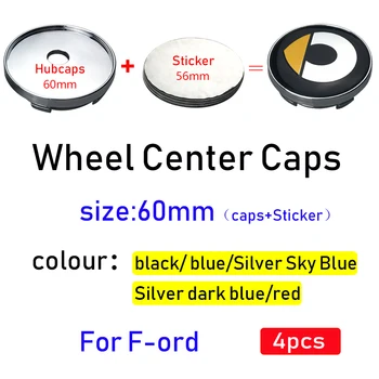 

4pcs 60mm Car Wheel Center Caps rim hub Covers Emblem Logo Badge FOR ford Fiesta Focus Fusion Mondeo decorative Sticker
