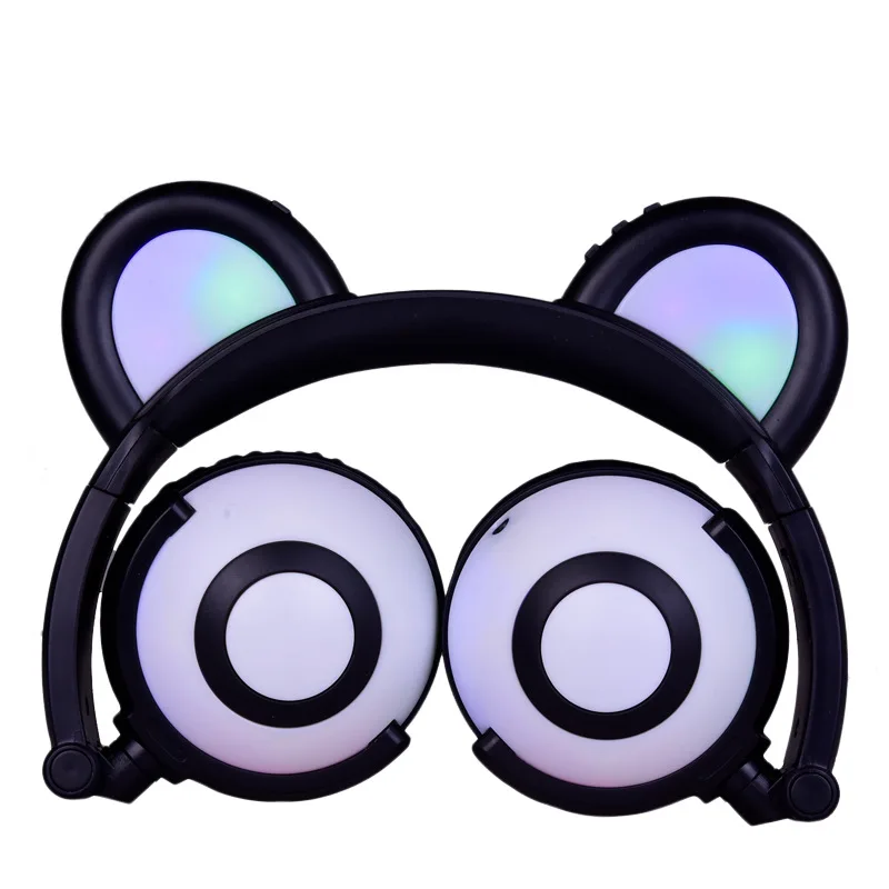 Kids Headphone For Children Boy Girls Music Foldable Support TF Card LED Light Glowing Cat Ear Cute Headset