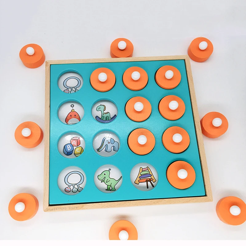 Tanie Montessori Memory Match gra w szachy puzzle 3D drewniana wczesna sklep