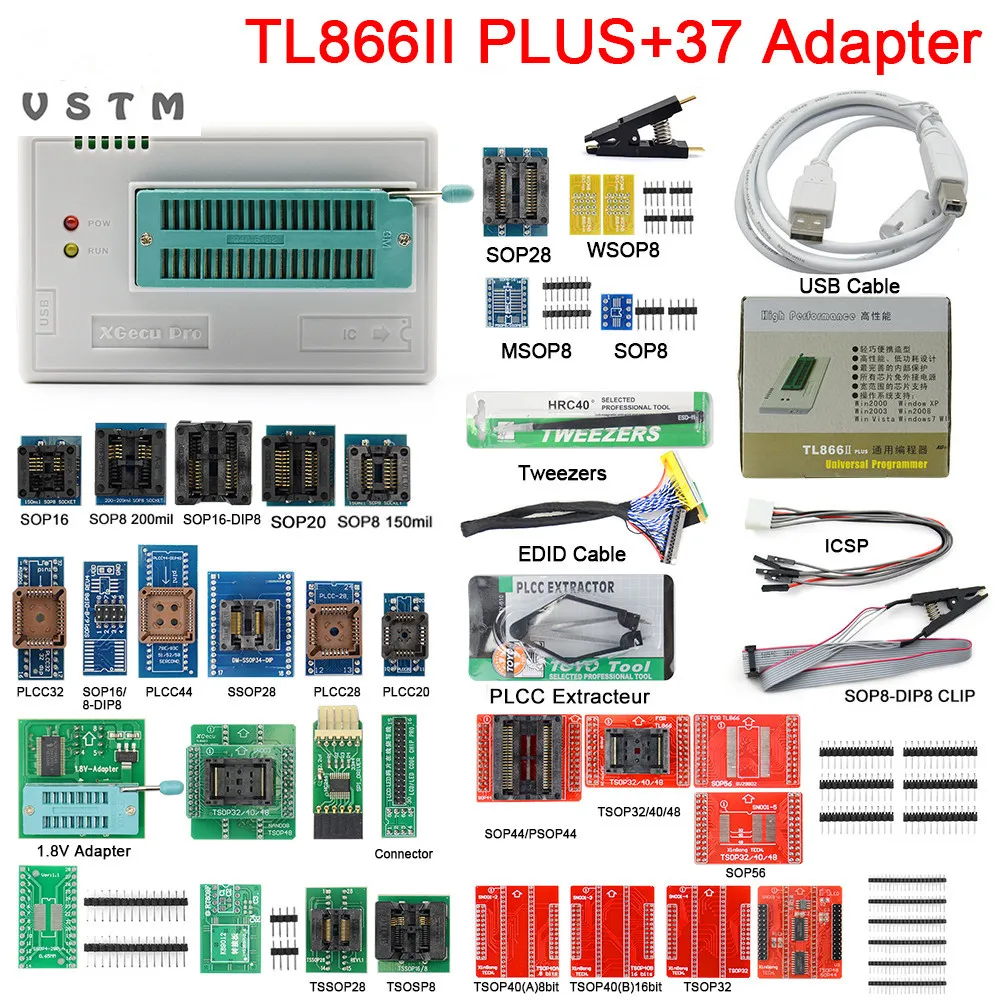 Программатор V11.2 TL866II Plus универсальный программатор minipro TL866 nand flash AVR PIC Bios USB Eprom с