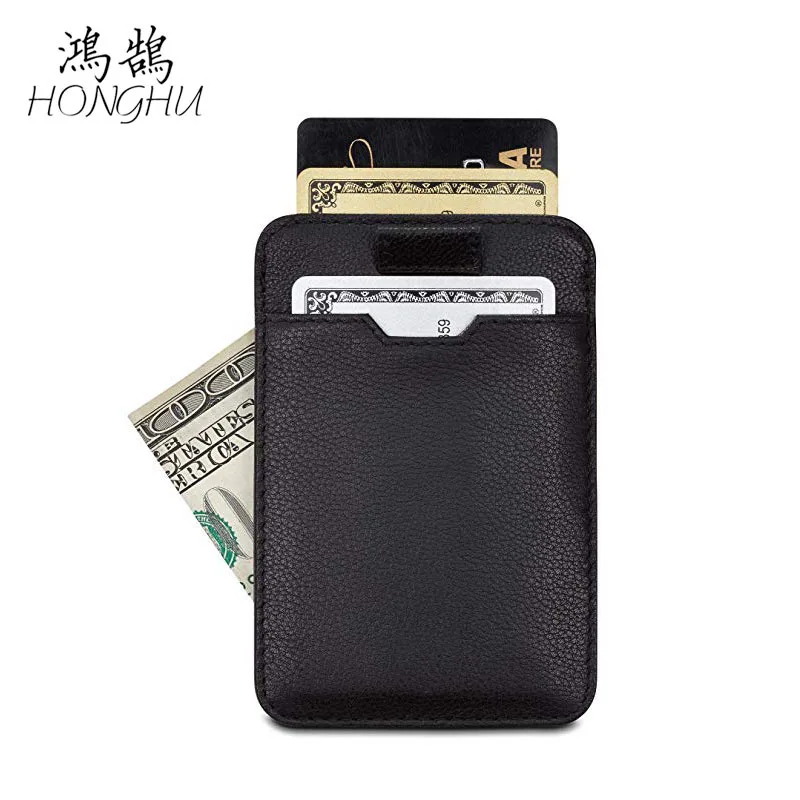 

Genuine Leather Card Bag Business Men Leather Card Sleeve Document Package Pull-out Money Clip