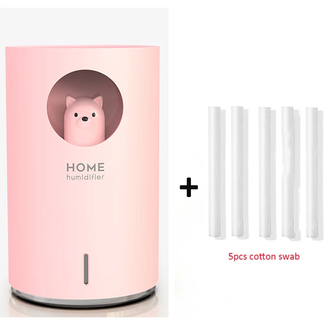 Pink Bear 5 filter 700 мл домашний увлажнитель воздуха, настольный холодный туман, ультразвуковые увлажнители, цветная лампа, диффузор эфирного масла, ароматерапия, очиститель воздуха - Цвет: Pink Bear 5 filter