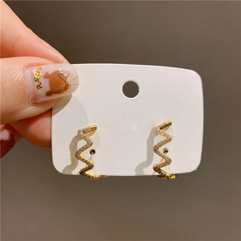 MENGJIQIAO Элегантный Блестящий Полный циркон металлическая волна серьги гвоздики для женщин девочек милые модные Pendientes Ювелирные изделия Подарки