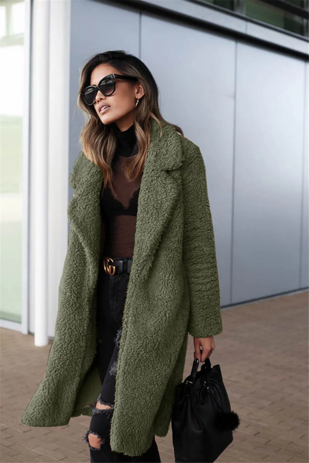 Женский флисовый меховой кардиган, верхняя одежда для девушек, зимнее теплое пушистое пальто, длинное стильное пальто больших размеров