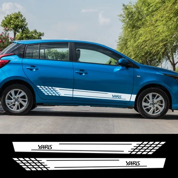 

Car Door Long Side Skirt Sill Racing Stripes Decal Sticker for Toyota Yaris Auto Sport Wrap Decor DIY Vinyl Film Car Accessories