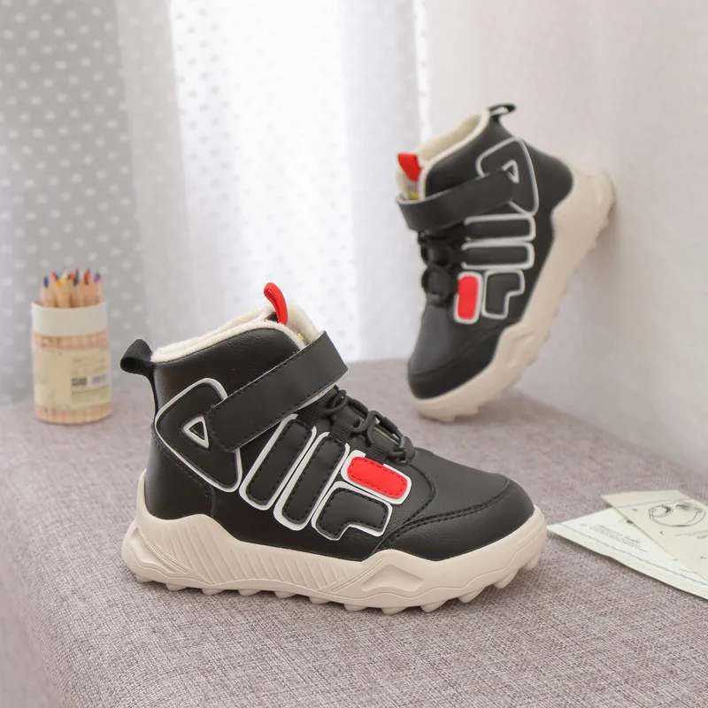 2020 осень и зима новая детская обувь с высоким берцем плюс бархатные удобные