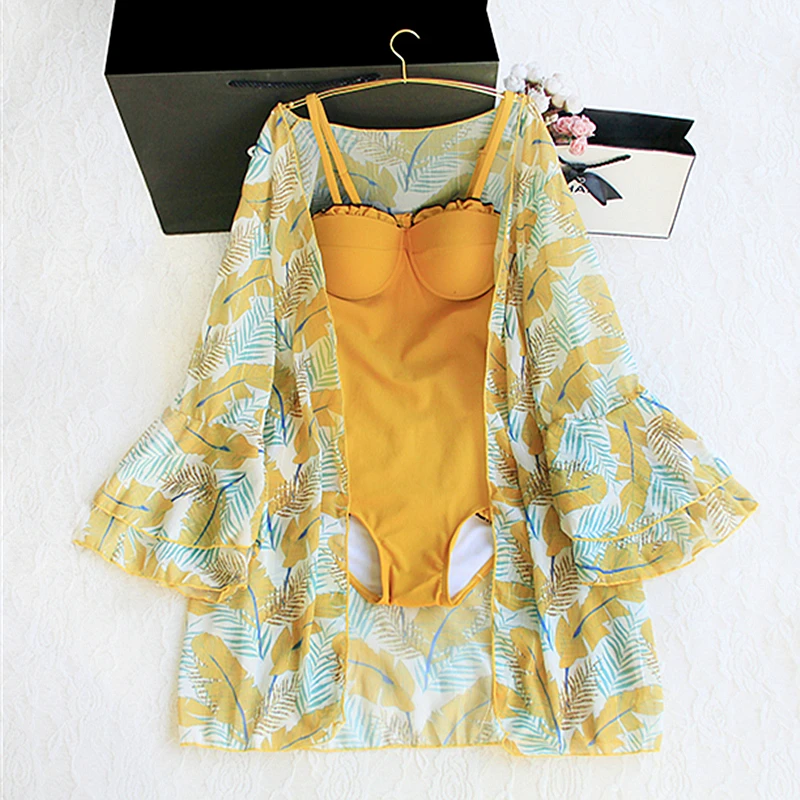 

2020 new swimwear one piece women push up yellow Solid Swimsuit Sexy Monokini Girls Beach Bathing Suits High Waist Female Bodysu