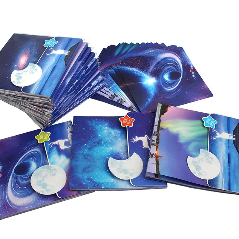 

60pcs Lucky Star Paper Gradient Color Floral Starry Sky Rainbow Pattern Heart Rose Origami Paper DIY Children Square Craft Paper