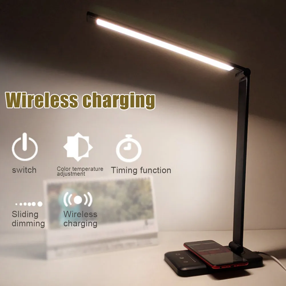 

Multifunctional LED Desk Lamp with Fast Wireless Charger USB Charging Port 5 Modes Light CLH@8