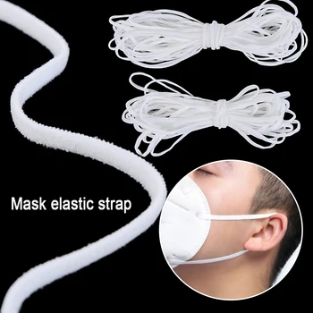 

100M White Polyester Latex Yarn Elastic Rope Rubber Tape Ribbon Strch Band Making Mask Ear String Sewing Health Care Accessories