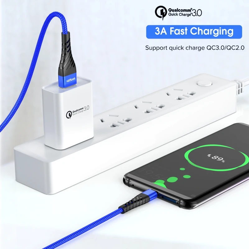 Vothoon 3A Быстрая зарядка type C USB кабель для samsung S10 Xiaomi Redmi Note 7 type C кабель для зарядки мобильного телефона USB C кабель