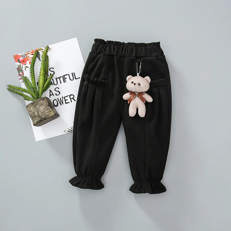 Girls Pants with Velvet Sub- Autumn And Winter New Style Infants Child Can Open Crotch Harem Pants Korean-style Small Crawle