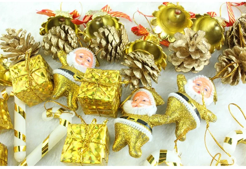 36 шт. золотые подвески Рождественская елка подвеска Рождественская елка украшение для домашнего декора DIY рождественское подвесное украшение