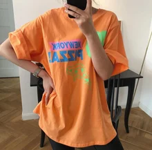 

Women's Fun Cartoon Letter Printing Short-sleeved T-shirt Loose Fashion Comfortable Top Women's Cotton Letter Color Top Summer