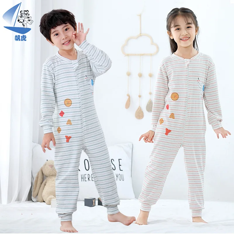 

Children One-piece Pajama Pure Cotton 2-9-Year-Old Big Kid Cartoon Baby Jumpsuits Spring And Autumn Girls Toilet Thin 3