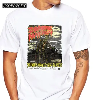 

Hot sales zombie design skull printed men's customized t-shirt male punk style halloween tops hipster fashion cool tee