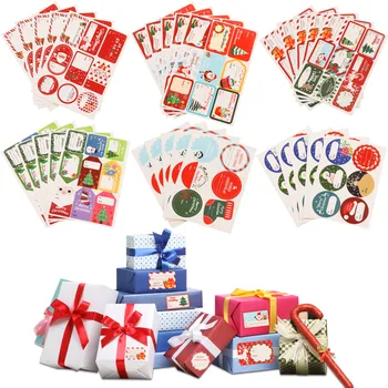 

Merry Christmas Gift Paper Sticker Self Adhesive Handmade Package Label Biscuit Package Cookie Candy Tag Xmas Ornament 2021 New