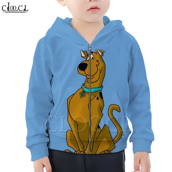 

CLOOCL Cartoon Anime Scooby Doo Zipper Hoodie Boy Girl 3D Print Fashion Long Sleeve Zipper Hooded Casual Naughty Baby Kids Tops