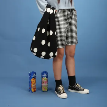 

Polka Dot Canvas Bags Simple Fashion Boys Girls Bag 2019 New Korean Wild Sports Travel Small Bags