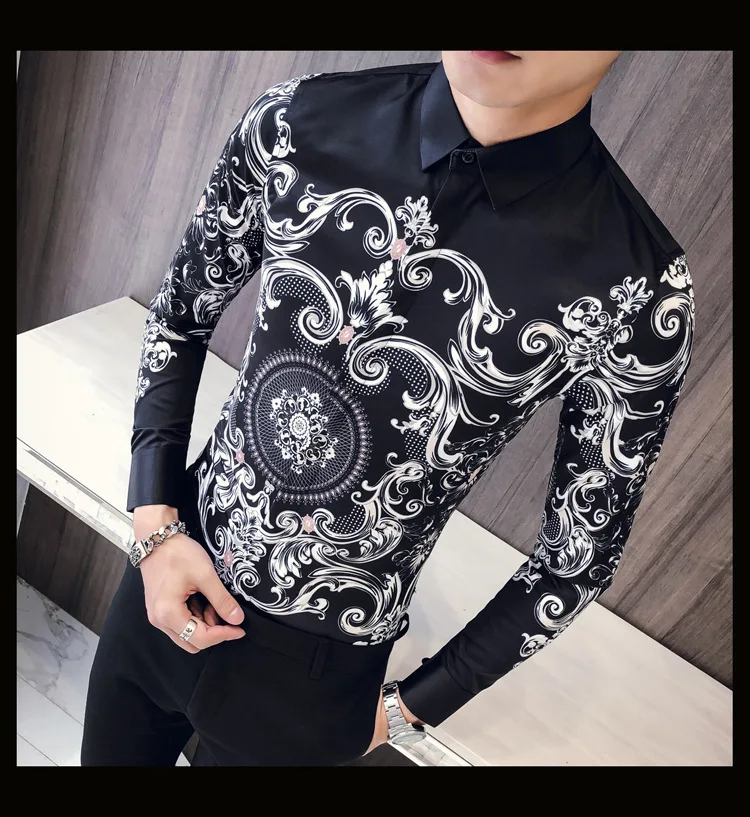 Новая Черная футболка Для мужчин Slim Fit с длинными рукавами Camisa Masculina Chemise Мужская, для общественных мест Для мужчин клуб нарядная рубашка брендовые рубашки для смокинга