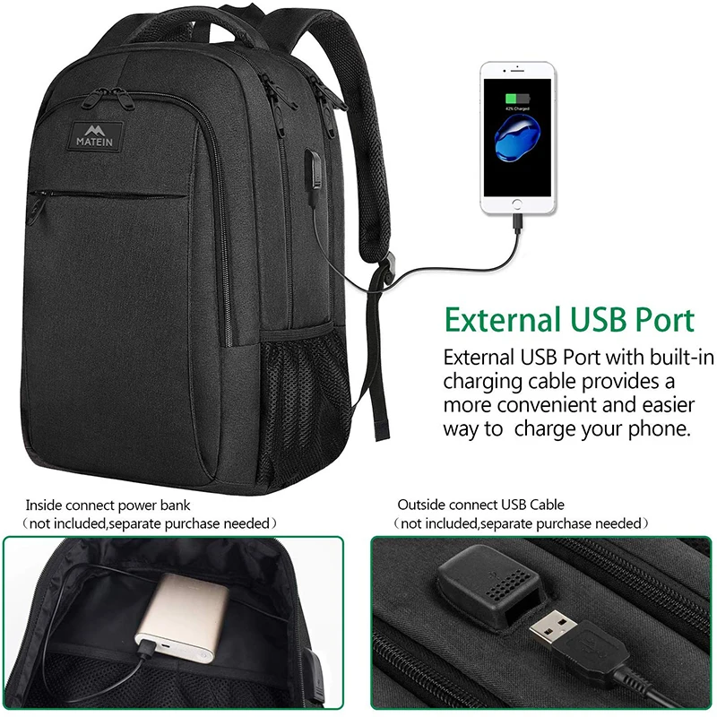Мужской рюкзак Matein с usb зарядкой и защитой от кражи 15 6 дюйма для ноутбука школьная