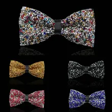 Элегантный мужской женский галстук-платок со стразами и кристаллами для жениха, Свадебная вечеринка, эластичная лента, бабочка для смокинга, банкета