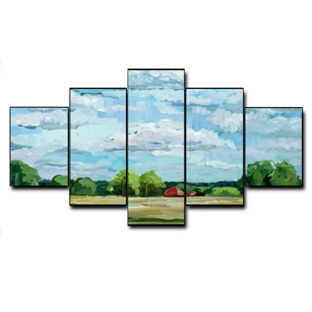 Canvas Oil Painting Blue sky and white clouds Plain scenery Art Poster Picture Wall Decor Modern Home Decoration For Living room