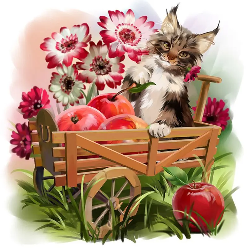 

Cat 5D round Shaped Diamond Painting Embroidery Needlework Rhinestone Crystal Cross Craft Stitch Kit - Home Decor Craft