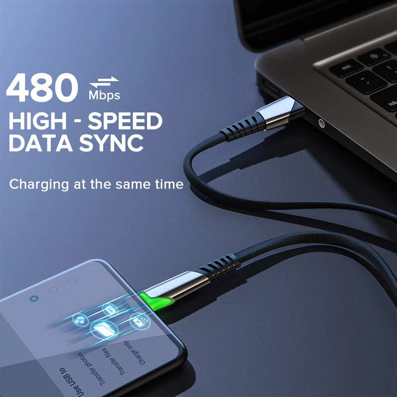 3.1A USB Type C Cable Micro USB Fast Charging Mobile