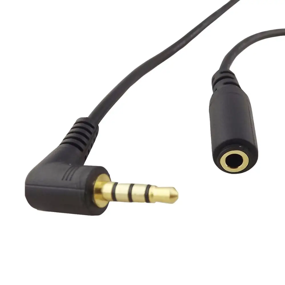 Cavo AUX A Spirale 1.5m | 3.5mm TRRS Maschio-Femmina | Angolo 90&deg; | Placcato Oro | Per Audio