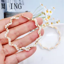 MLING Винтажные серьги из Золотого Сплава новейшие жемчужные металлические серьги в виде колец геометрической формы для женщин и девушек