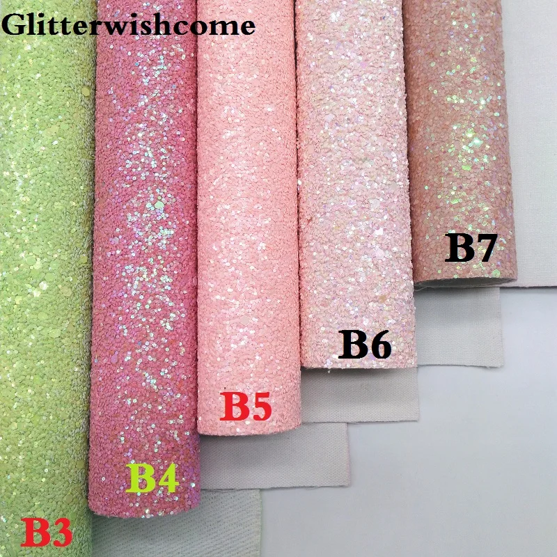 Glitterwishcome 21X29 см A4 размер искусственная кожа ткань, блестящая ткань, Vinil Para Lazos плотная блестящая ткань для бантов, GM034A