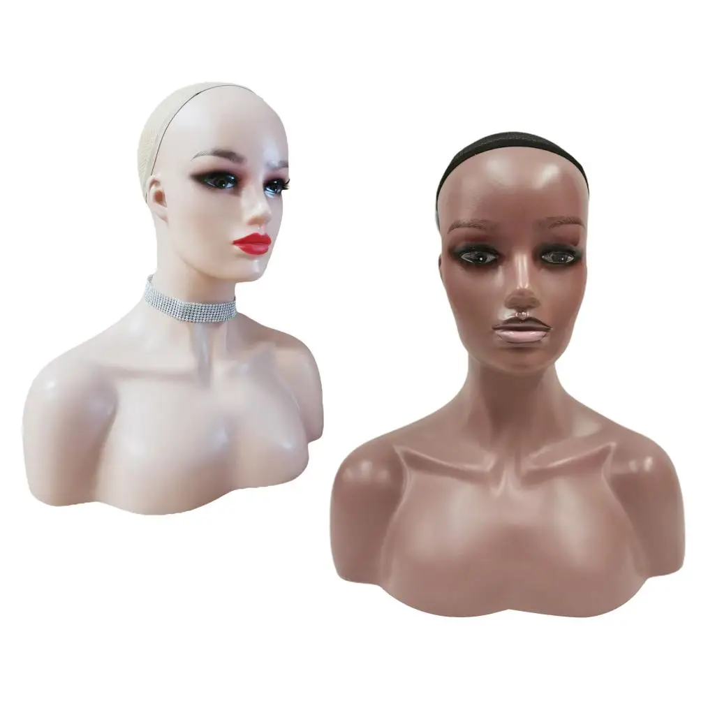 Fashion Mannequin Head With Shoulder Realistic Mannequin Head Model Pretty Female Mannequin Head