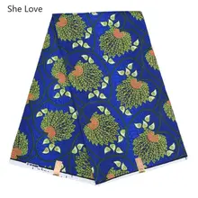 She Love 1 ярд полиэстер настоящая восковая ткань с цветочным принтом Анкара африканская швейная ткань для женщин праздничное платье Diy для ручной работы