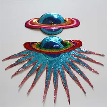 Взрывы вышитые блестки планета большая ткань патч одежда аксессуары