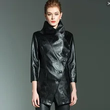 Женская готическая Элегантная черная длинная куртка из искусственной кожи пальто осень зима офисная верхняя одежда Harajuku ветровка одежда 3XL