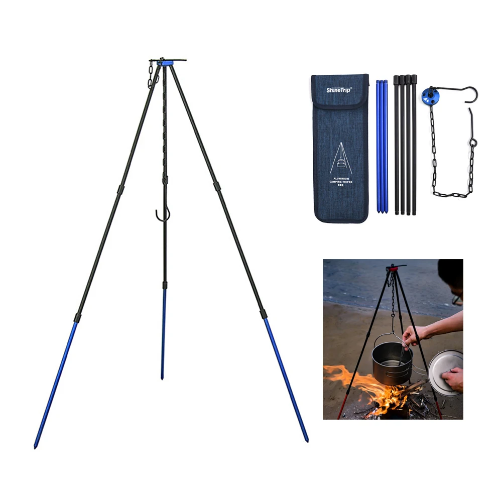 Camping Bonfire Tripod Portable Triangle Support Hanging Water Jugs Bracket BBQ Stove Holder Outdoor Equipment Accessories