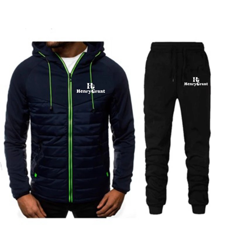 

fashion brand Men's Set Fleece Hoodie Pant Thick Warm Tracksuit Sportswear Hooded Track Suits Male Sweatsuit